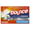 Bounce Lasting Fresh Mega Dryer Sheets, 50 Count, Outdoor Fresh & Clean