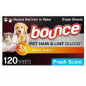 Bounce Pet Hair and Lint Guard Mega Dryer Sheets, Fresh Scent, 120 Ct