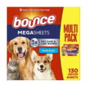 Bounce Pet Hair and Lint Guard Mega Dryer Sheets, Fresh Scent, 130 Count