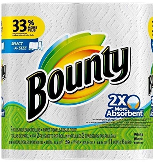 Bounty Select-a-Size 2 x More Absorbent Paper Towels,11 x 5.9-Inches PLY SHEETS,White (PACK OF 2)