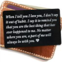 Boyfriend Birthday Card,Husband Birthday Gifts, Husband Anniversary Greeting Cards Gift for Him Men, I Love You Engraved Metal Wallet Card