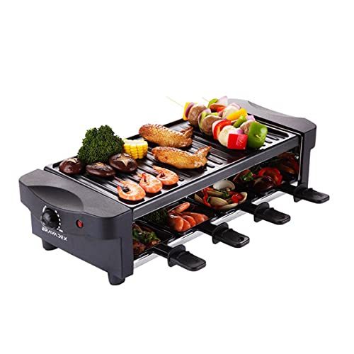 BRAVADEX Raclette Table Grill, Electric Indoor Barbecue Machine, Korean BBQ Tabletop Griddle, Portable Non-Stick Hot Plate, 1200W Fast Heating Crepe...
