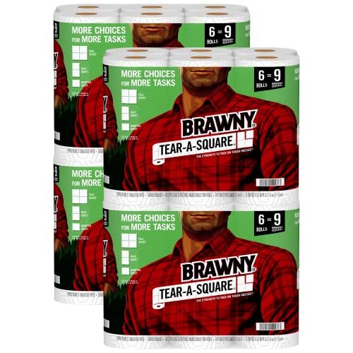 Brawny® Tear-A-Square® Paper Towels, 24 Brawny Rolls = 36 Regular Rolls