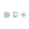 Brilliance Fine Jewelry 1/4 Carat Diamond Sterling Silver Cluster Stud Earrings for Women