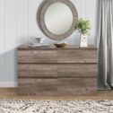Brindle 6-Drawer Horizontal Dresser, Gray Oak Finish, by Hillsdale