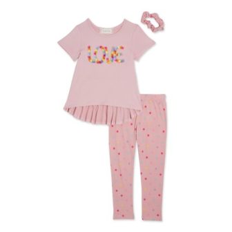 Btween Girls Valentine's Day Peplum Top and Printed Legging, 2-Piece Outfit Set...