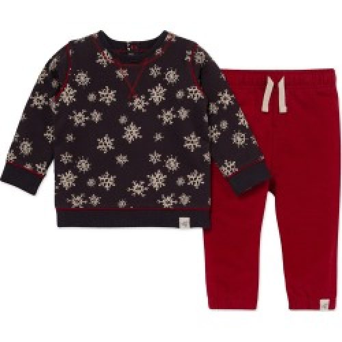 Burt's Bees Baby Organic Cotton Snowfall Tee & Joggers Set in Cardinal at Nordstrom, Size 6-9M Us