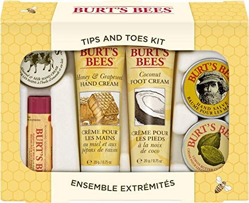 Burt's Bees Gift Set, 6 Products - 2 Hand Cream, Foot Cream, Cuticle Cream, Hand Salve & Lip Balm, Tips...