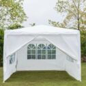 Canopy Party Tent for Outside, 10' x 10' Patio Gazebo Tent with 4 SideWalls, SEGMART Upgraded White Outdoor Party Wedding...