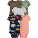 Carter's 5 Pk Short Sleeve Bodysuits -Animals/Stripes, Newborn
