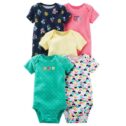 Carter's Baby Girls' 5-Pack Short-Sleeve Original Bodysuits, 3 Months
