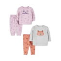 Carter's Child of Mine Baby Girl Long Sleeve Shirt and Pant Outfit Set, 4 piece, Sizes 0/3-24 Months
