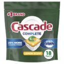 Cascade Complete Dishwasher Pods, ActionPacs Dishwasher Detergent Tabs, Lemon Scent, 18 Ct
