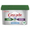 Cascade Platinum Dishwasher Pods, ActionPacs Dishwasher Detergent Tabs, Fresh Scent, 48 Ct