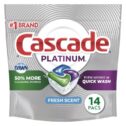 Cascade Platinum Dishwasher Pods, ActionPacs Dishwasher Detergent Tabs, Fresh Scent, 14 Ct
