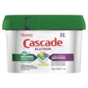 Cascade Platinum Dishwasher Pods, ActionPacs Dishwasher Detergent Tabs, Lemon Scent, 32 Ct