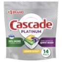 Cascade Platinum Dishwasher Pods, ActionPacs Dishwasher Detergent Tabs, Lemon Scent, 14 Ct