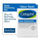 Cetaphil Deep Cleansing Bar Soap, Face and Body Bar, 4.5 oz Bars, Pack of 3