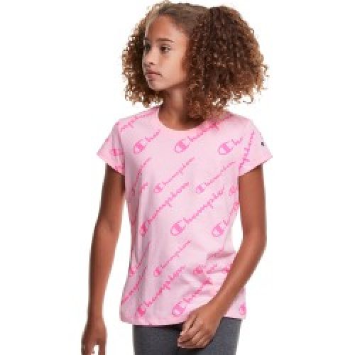 Champion Classic Tee, All Over Logo Pink Candy S Kids