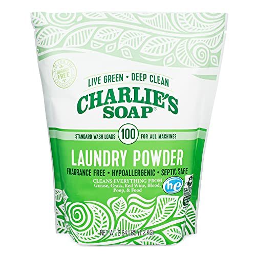 Charlie’s Soap Laundry Powder (100 Loads, 1 Pack) Fragrance Free Hypoallergenic Plant Based Deep Cleaning Laundry Powder – Biodegradable Eco...