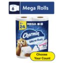 Charmin Ultra Soft Toilet Paper, 6 Mega Rolls per pack, 224 Sheets per Roll