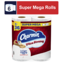 Charmin Ultra Strong Toilet Paper, 6 Super Mega Rolls