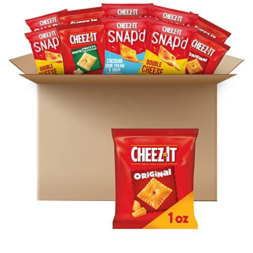 Cheez-It Baked Snack Cheese Crackers, 4 Flavor Variety Pack, School Lunch Snacks, Single Serve Bag (42 Bags)