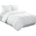 Chezmoi Collection Berlin 3-Piece Pinch Pleated Pintuck Comforter Set, Queen, White