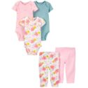 Child of Mine by Carter's Baby Girls Short Sleeve Bodysuits and Pants Outfit Set, 5-Piece, Preemie-24 Months