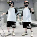 children's clothing on sale Summer Boys' Short Sleeved Two Piece Set New Loose Two Piece Fashion Children's Wear