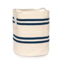 Chloe and Cotton Extra Large Tall Woven Rope Storage Basket 19 x 16 inch Navy White Handles | Decorative Laundry...