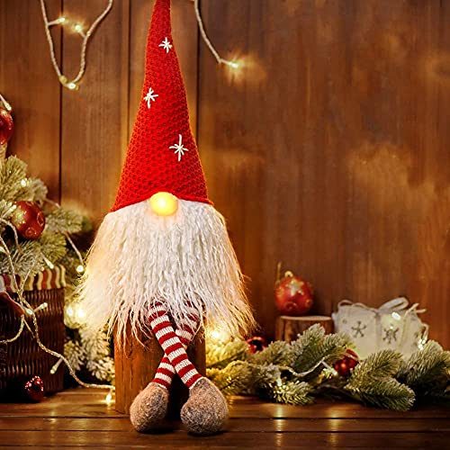 Christmas Lights Gnome 2021 Ornaments for Valentine, Long Legs Santa Plush Doll, Easter Home Holiday Decorations Thanksgiving Day Gift 24.8...