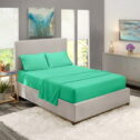 Clara Clark Full Size Deep Pocket 4 Piece Bed Sheets Set, 1800 Series Hotel Luxury Soft Microfiber, Mint Green