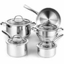 Classic 9-Piece Stainless Steel Cookware Set, Lid(s) Included: Yes, Construction (Layers of Metal): Solid
