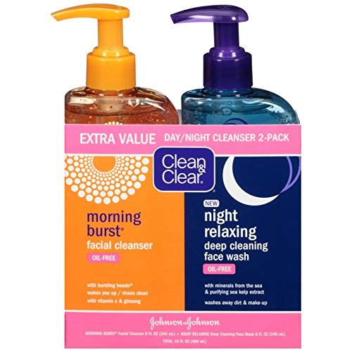 Clean & Clear 2-Pack Day and Night Face Cleanser Citrus Morning Burst Facial Cleanser with Vitamin C and Cucumber, Relaxing...