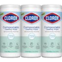 Clorox Compostable Cleaning Wipes - All Purpose Wipes - Unscented, Free & Clear, 35 Count Each - Pack of 3