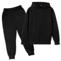Clothes for Kids Casual Solid Color Long Sleeve Hoodie Pullover Sweatshirt Track Jogger Sweatpants Unisex 2 Pc Sweat Girls Outfits