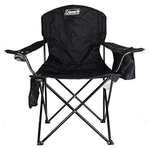 Coleman Camp Chair with 4-Can Cooler | Folding Beach Chair with Built In Drinks Cooler | Portable Quad Chair with...