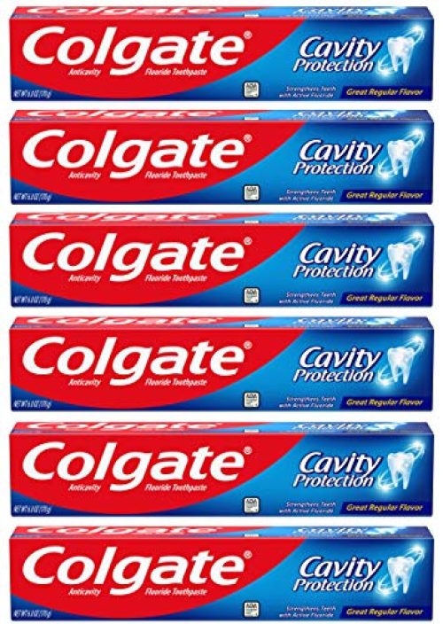 Colgate Cavity Protection Toothpaste with Fluoride - Great regular, White 6 Ounce (Pack of 6)