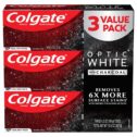 Colgate Optic White Charcoal Toothpaste for Whitening Teeth with Fluoride, Cool Mint - . Ounce ( Pack)