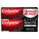 Colgate Optic White with Charcoal Whitening Toothpaste, Cool Mint Black and White Striped Paste – 4.2 Ounce (2 Pack)
