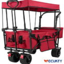 Collapsible Garden Wagon Cart with Removable Canopy, VECUKTY Foldable Wagon Utility Carts with Wheels and Rear Storage, Wagon Cart for...