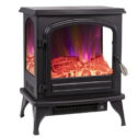 Comfort Zone 750/1,500-Watt Electric Fireplace Heater Furnace with LED Simulated Flame and Bed of Burning Embers, 3 Heat Settings, Stay...