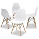 COMHOMA Dining Chair PVC Plastic Lounge Chair Kitchen Dining Room Chair, White Set of 4