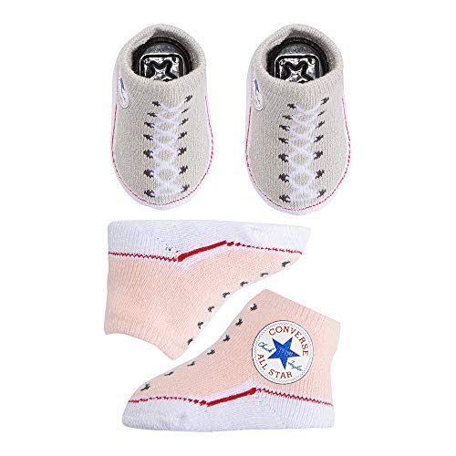 Converse Baby Bright Infant Booties (2 Pack) (Pink(LC0001-A8J)/Grey, 0-6 Months)