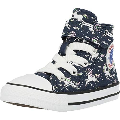 Converse Baby-Girl's Chuck Taylor All Star Unicorn Print Velcro High Top Sneaker, Navy/Black/White, 2 M US Infant