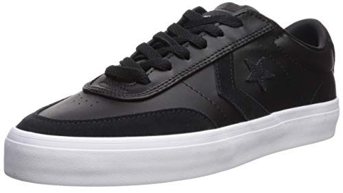 Converse Men's Courtlandt Leather Suede Low Top Sneaker, Black/Black/White, 5 M US