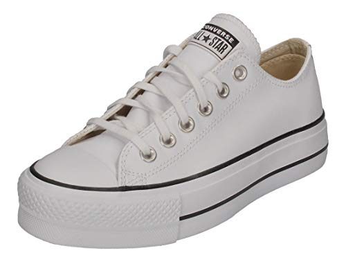 Converse Women's Chuck All Star Lift Clean Ox Sneakers, White/Black, 9 Medium US