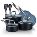 Cook N Home Ceramic Nonstick Cookware Set, 10 PC, Grey