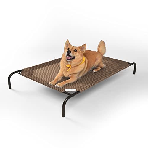 Coolaroo The Original Cooling Elevated Pet Bed, Raised Breathable Washable Indoor and Outdoor Pet Cot, Large, Nutmeg